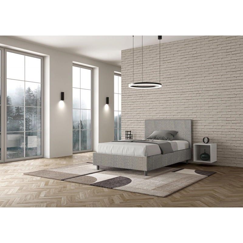 Letto imbottito 1 piazza e mezza 120x200 cm tessuto Labirinto Adele - Senza rete,Grigio
