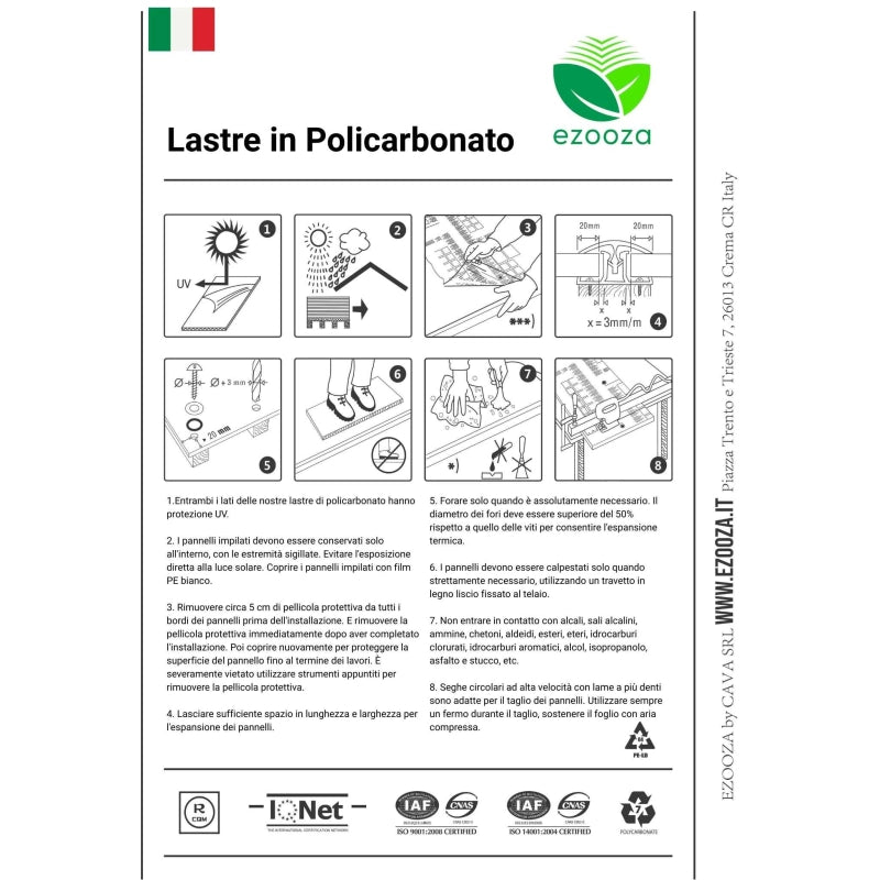 Lastra Policarbonato Alveolare Trasparente 1000x980x16mm