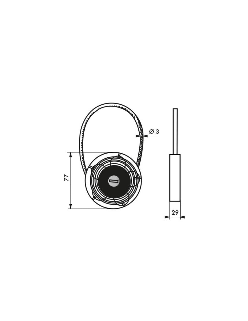 Lucchetto con cavo avvolgibile da 0,75 m, acciaio inox rivestito in PVC, 2 chiavi – Serrurerie de Picardie