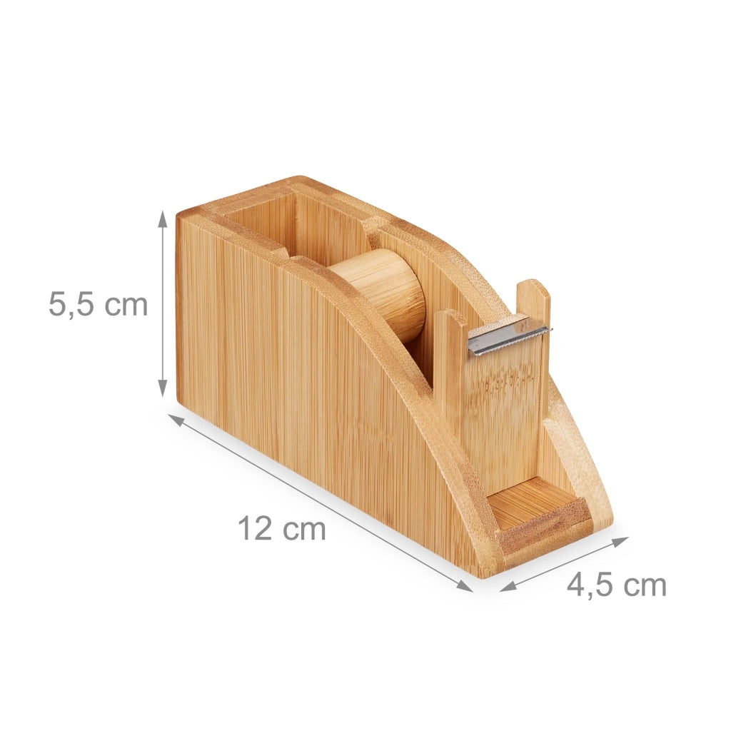 Pratico dispenser da tavolo per ufficio 5,5 x 12 x 4,5 cm con taglio semplice in bambù naturale 13_0006253
