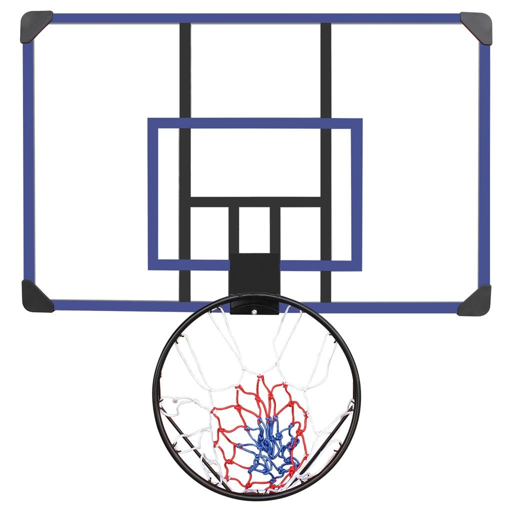 Canestro da basket a muro con tabellone infrangibile e anello, 112x72 cm, per interni ed esterni