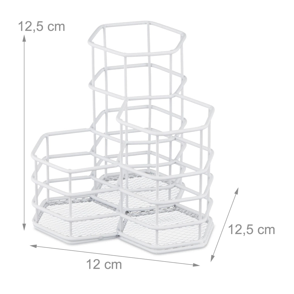 Organizer per pennelli da trucco 12,5 x 12 x 12,5 cm design moderno compatto bagno in metallo nero 13_0012878