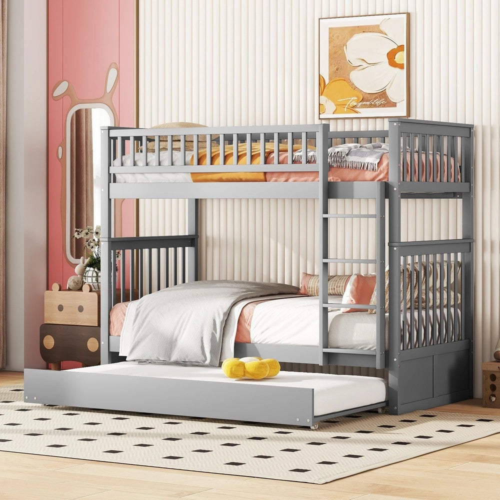 Letto a Castello Tre Posti con Letto Estraibile ¨C MINIMAL ¨C Grigio, 90x200