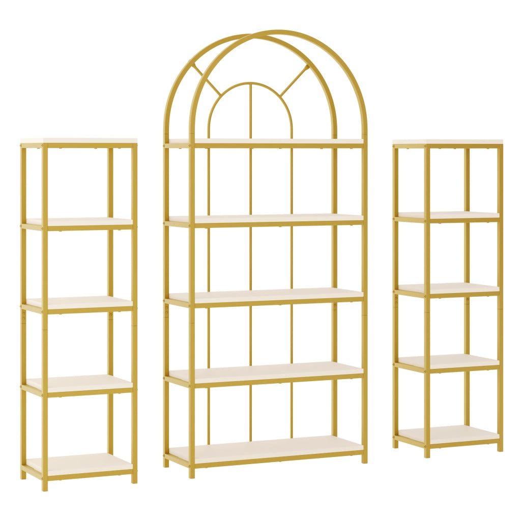 Libreria modulare 3 elementi 163x30x184 cm bianca e oro