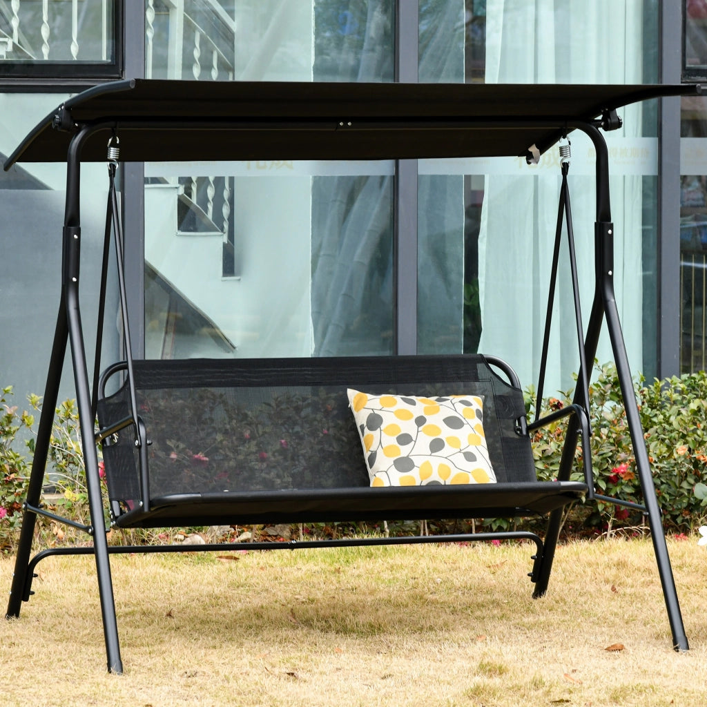 Dondolo Giardino 2 Posti ¨C Minimal ¨C Grigio Antracite, Metallo e Textilene, 172x110x155cm