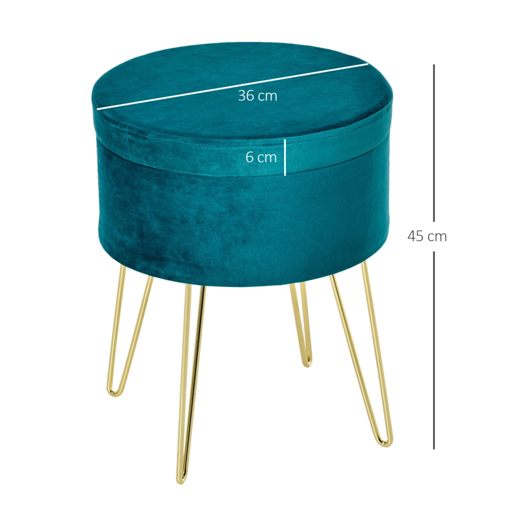 Pouf Contenitore ¨C Minimal ¨C Verde Velluto Legno