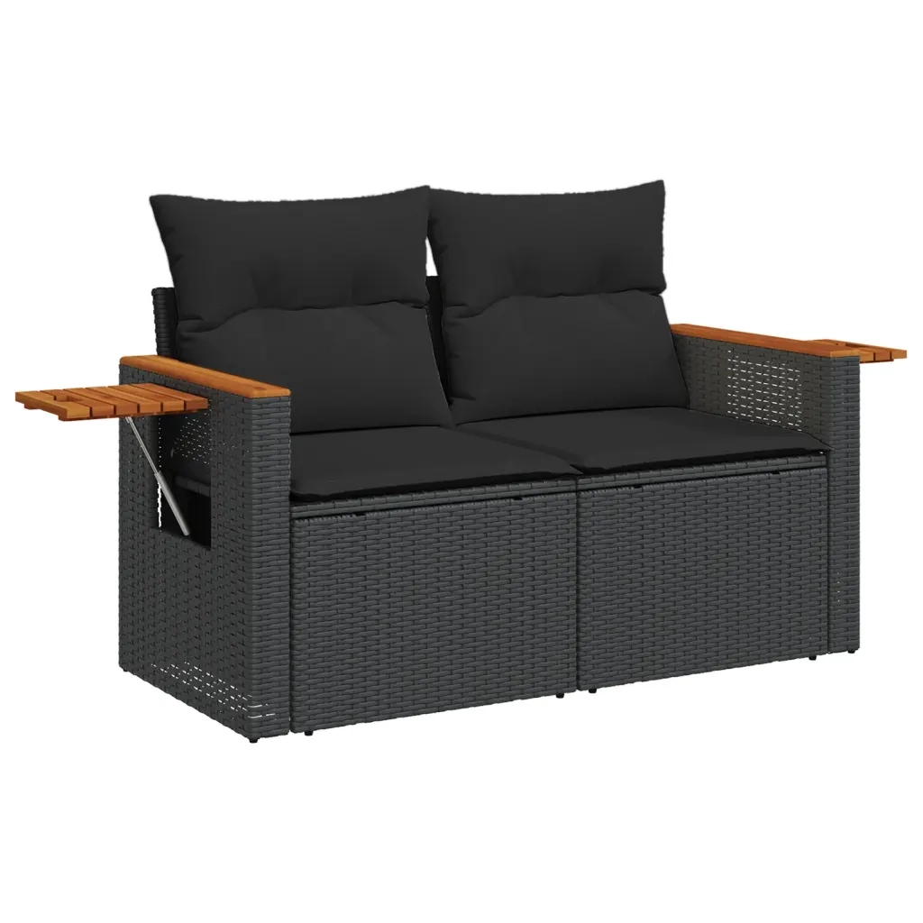 Set Divani da Giardino con Cuscini 7pz Nero Polyrattan 3226979