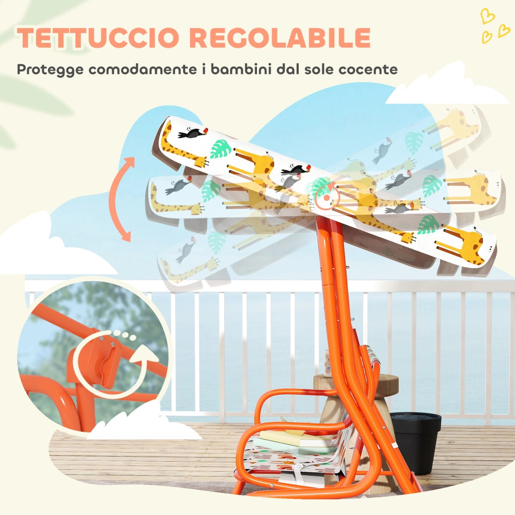 Dondolo per Bambini 2 Posti ¨C zephmum ¨C Arancione 112x75x120cm