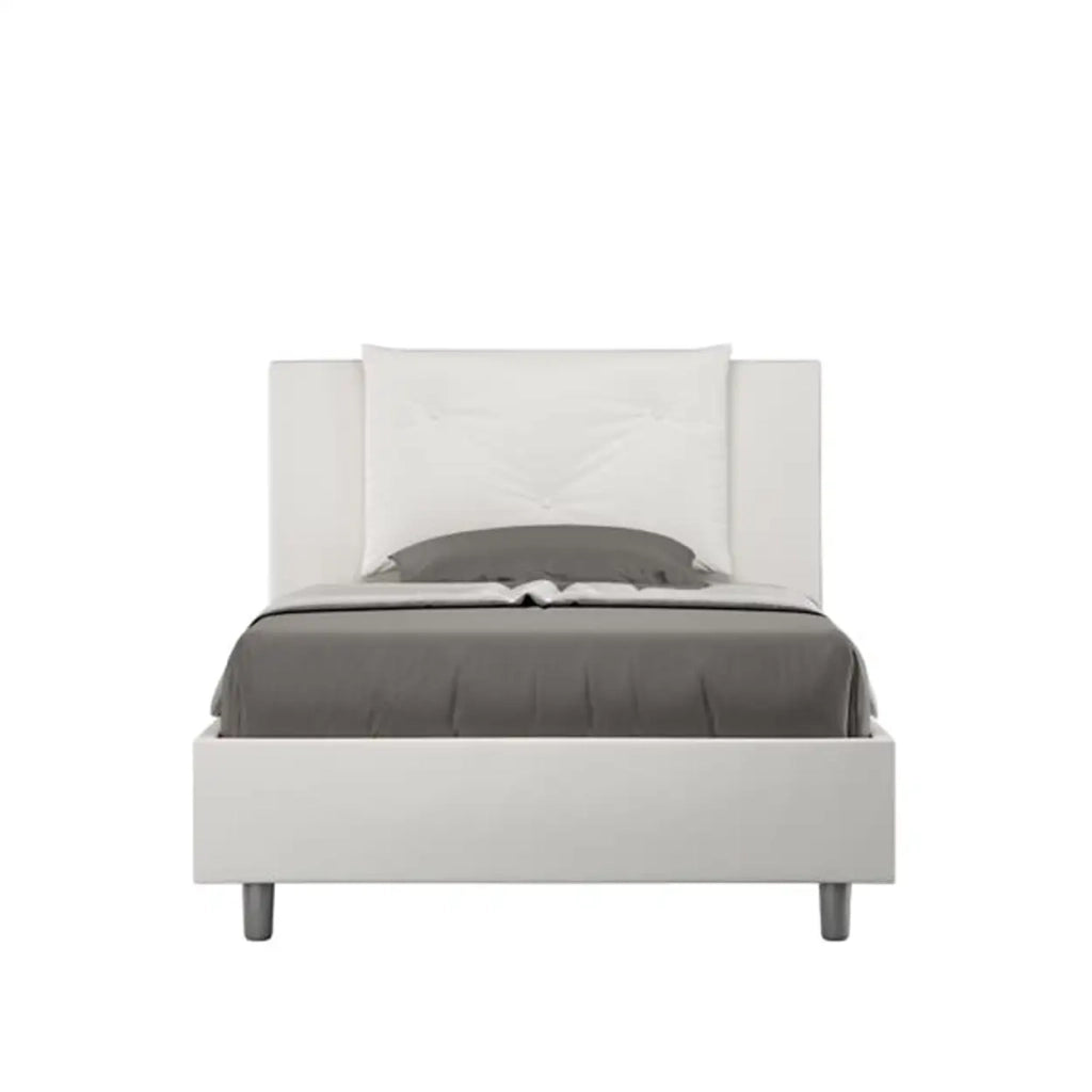 Letto una piazza e mezza senza rete imbottito 120x210 similpelle bianco Appia