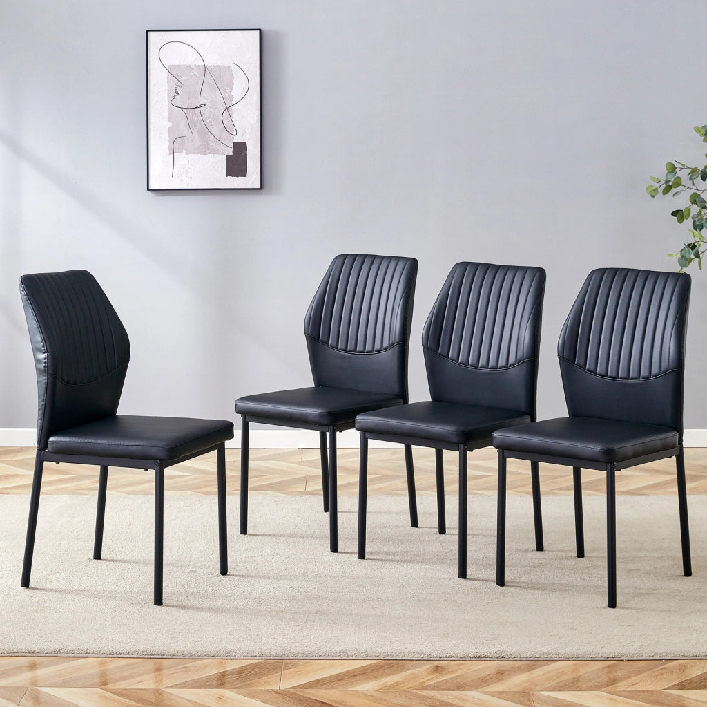 SEDIA da pranzo Set da 4 pezzi 93 cm Nero PU e metallo