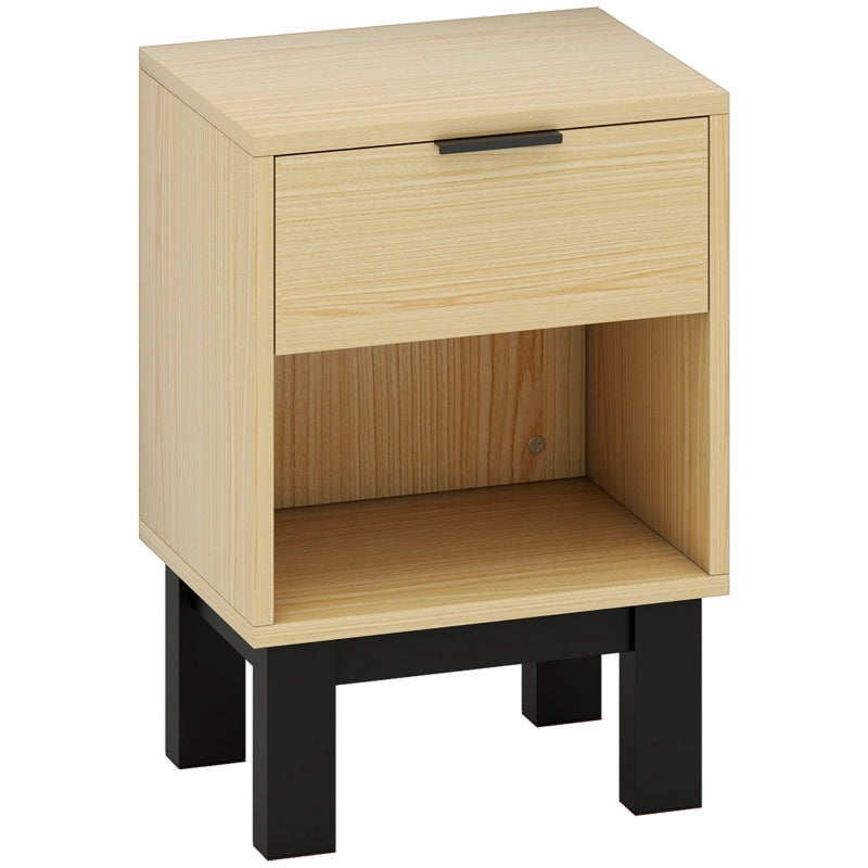 Comodino con 1 cassetto e vano aperto salvaspazio per camera da letto e soggiorno in legno rovere 35 × 26 × 50 cm