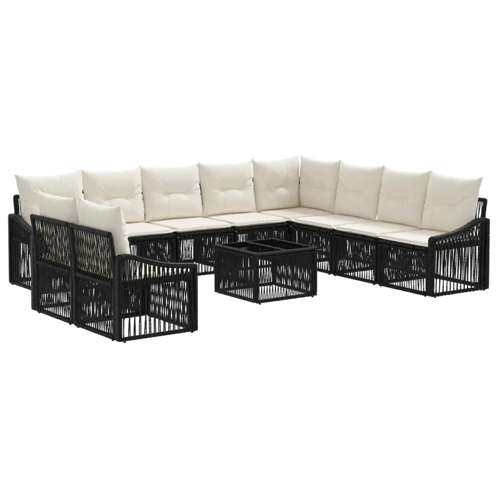 Set Divano da Giardino 11 pz Nero polyrattan 3436054