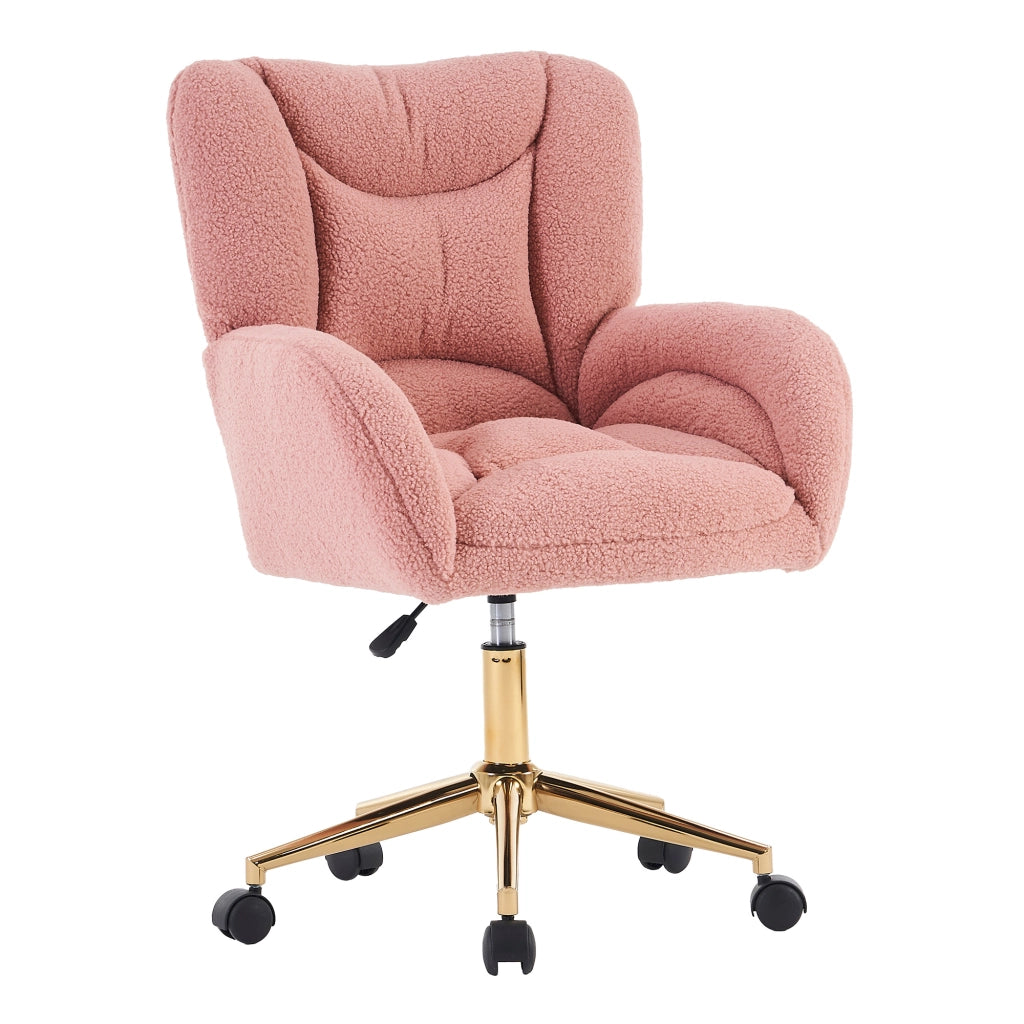 SEDIA Girevole Regolabile 64x62x92,5 cm Teddy Rosa con base oro