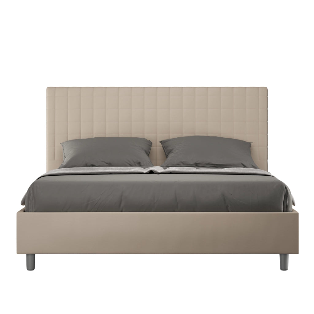 BS COM Letto matrimoniale king size contenitore imbottito 170x190 similpelle tortora