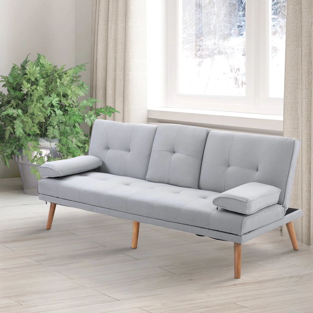 Divano Letto 3 Posti 181x77x72 cm in Tessuto  Grigio