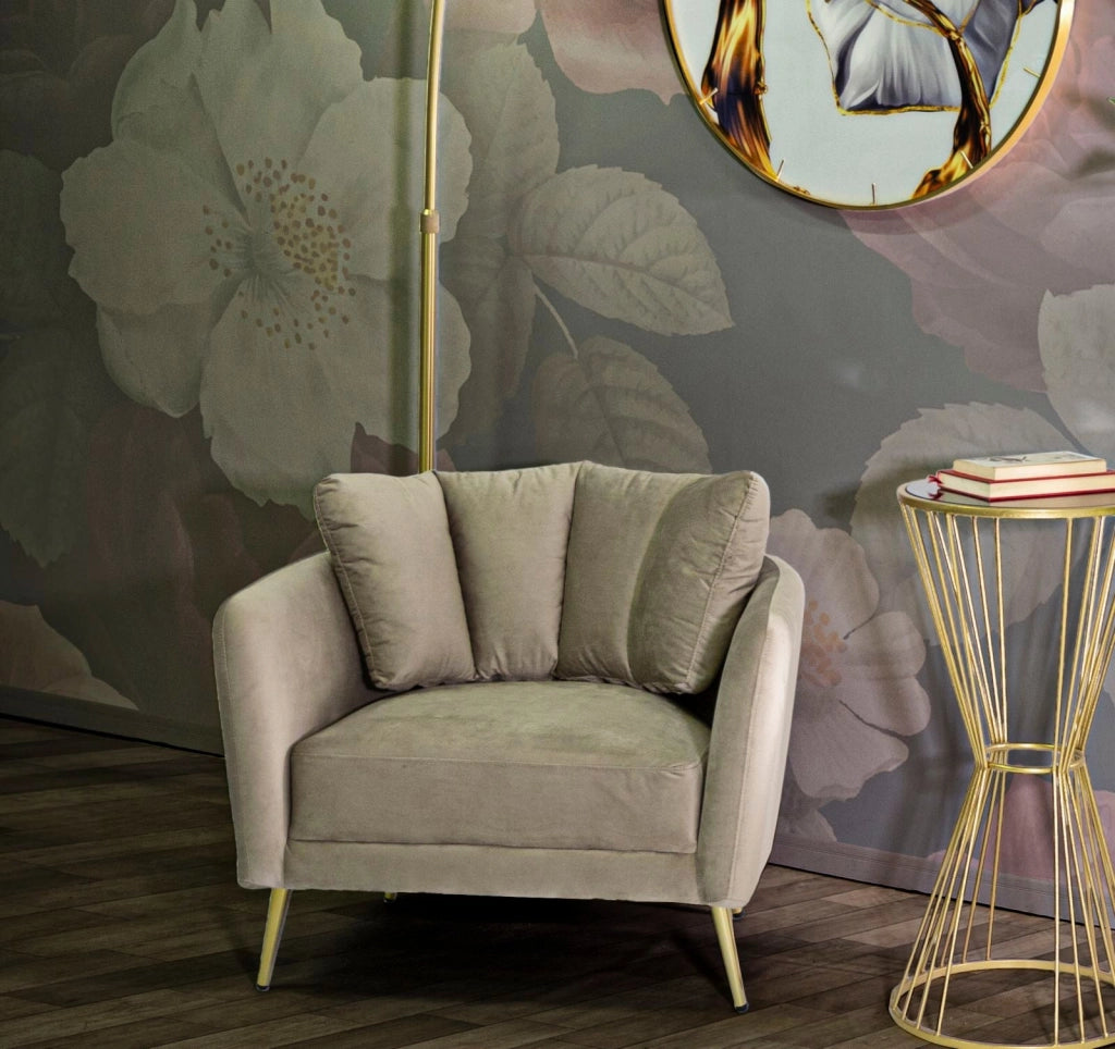 Poltrona Kiev 88x74x77 cm in Poliestere GREY/Oro