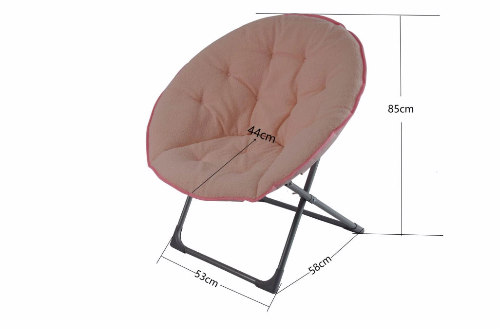 Sedia pieghevole a luna rosa in tessuto e metallo