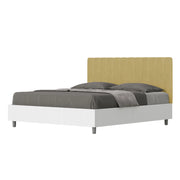 BS COM Letto matrimoniale senza rete 160x190 bianco frassino testata microfibra ocra