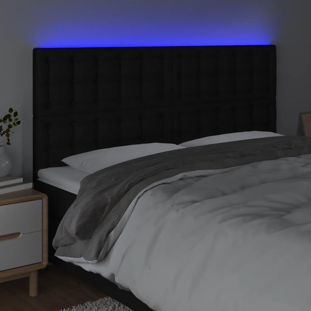 Testiera | Testata a LED nero 200x5x118/128cm in Tessuto