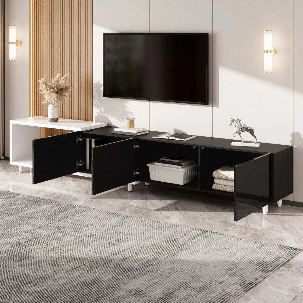 Mobile TV allungabile bianco e nero 258 cm