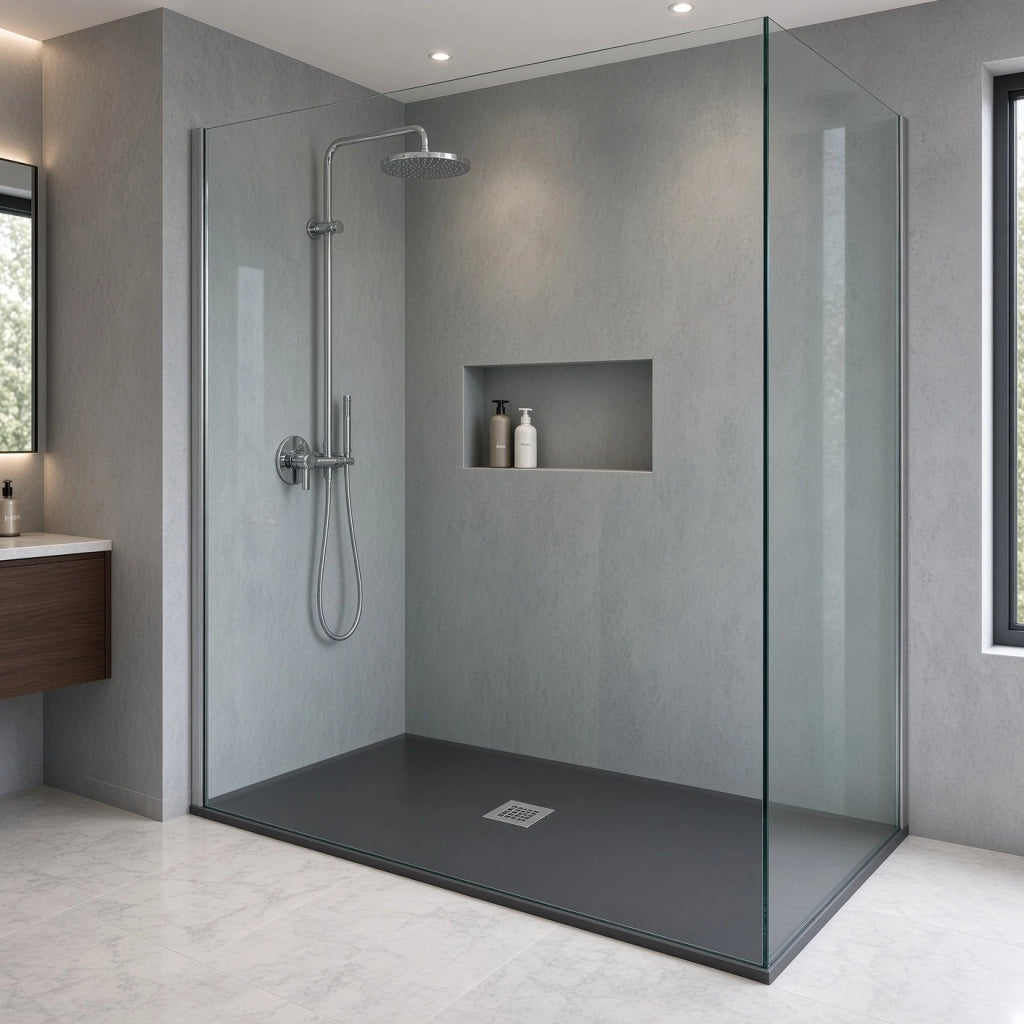 Piatto doccia rettangolare 100x120 cm effetto pietra marmoresina STONE Nero Grafite FRANCIA