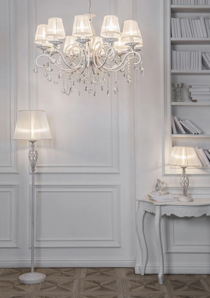 Lampada da tavolo Grace bianca con cristalli Maytoni