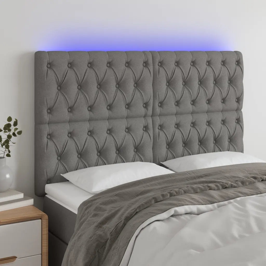 Testiera | Testata a LED GrigioScuro 144x7x118/128cm inTessuto