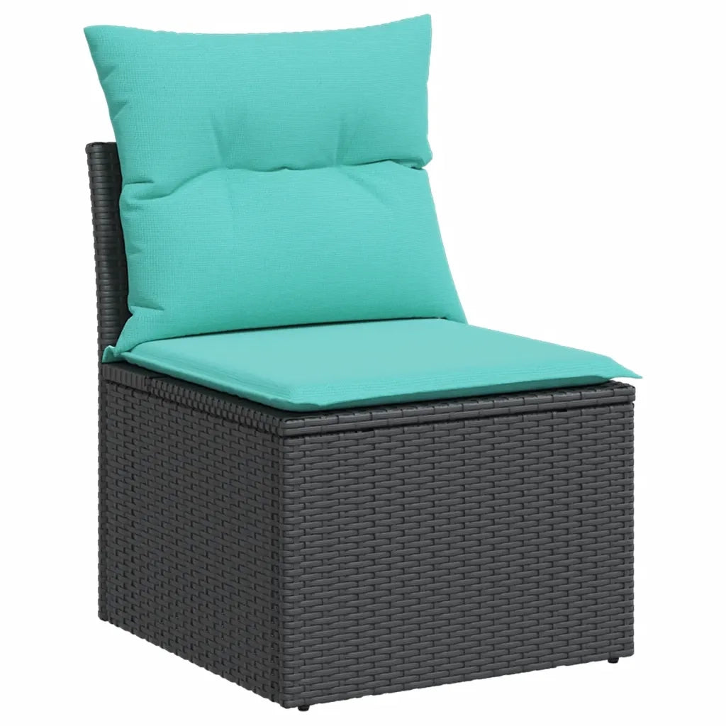 Set Divani da Giardino 5 pz con Cuscini Nero in Polyrattan 3226785