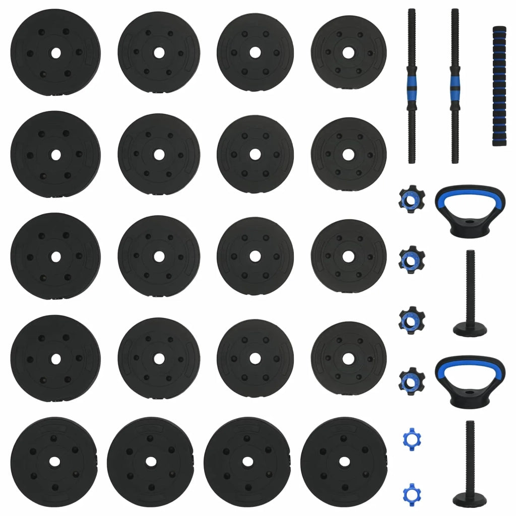 Set di Manubri 4-in-1 40kg Nero e Blu Cemento e sabbia di ferro 3442918