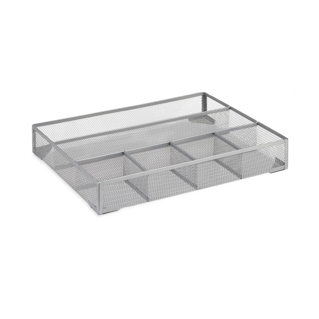 Organizer da scrivania in metallo 6 x 38 x 30 cm con 6 scomparti funzionali design essenziale in metallo nero 13_0006186