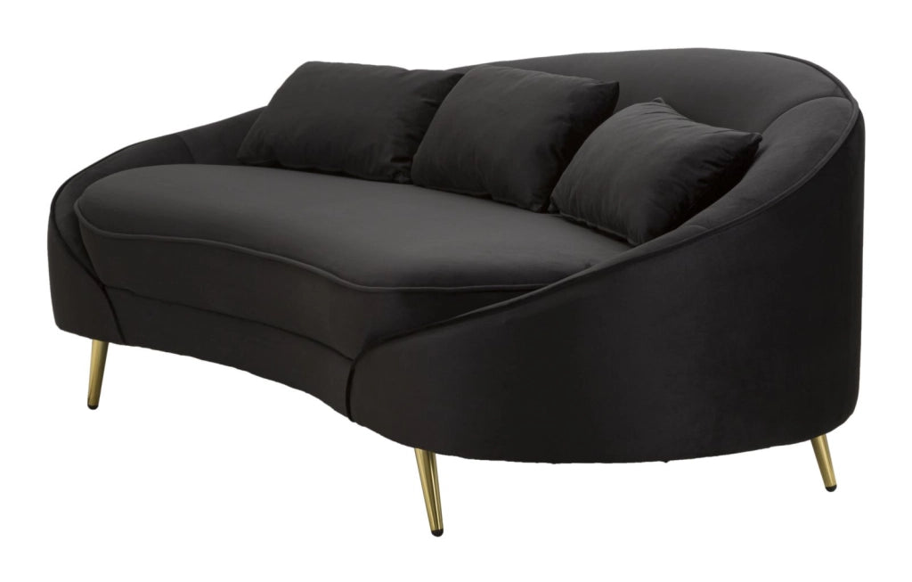 Divano 3 Posti Oslo con Cuscini Nero 185x84x68 cm in Eucalipto e Spugna e Poliestere e Metallo