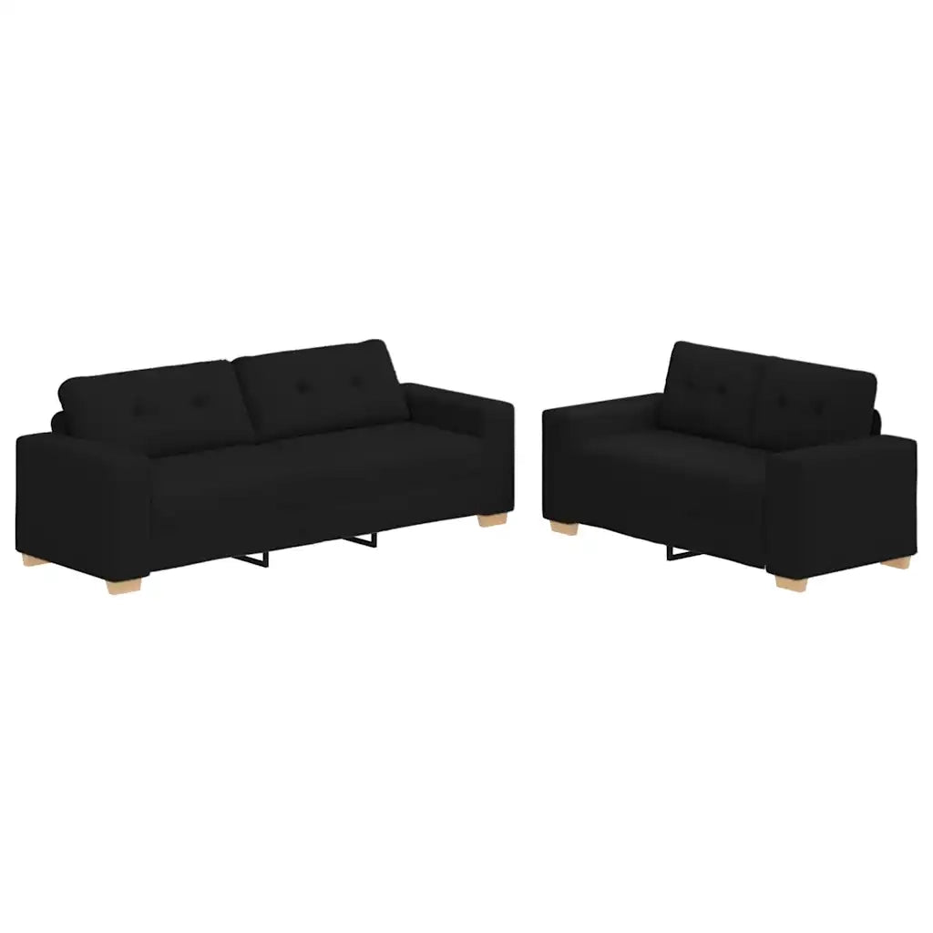 Set divano a 2 pz con Cuscini in Tessuto Nero 3324712