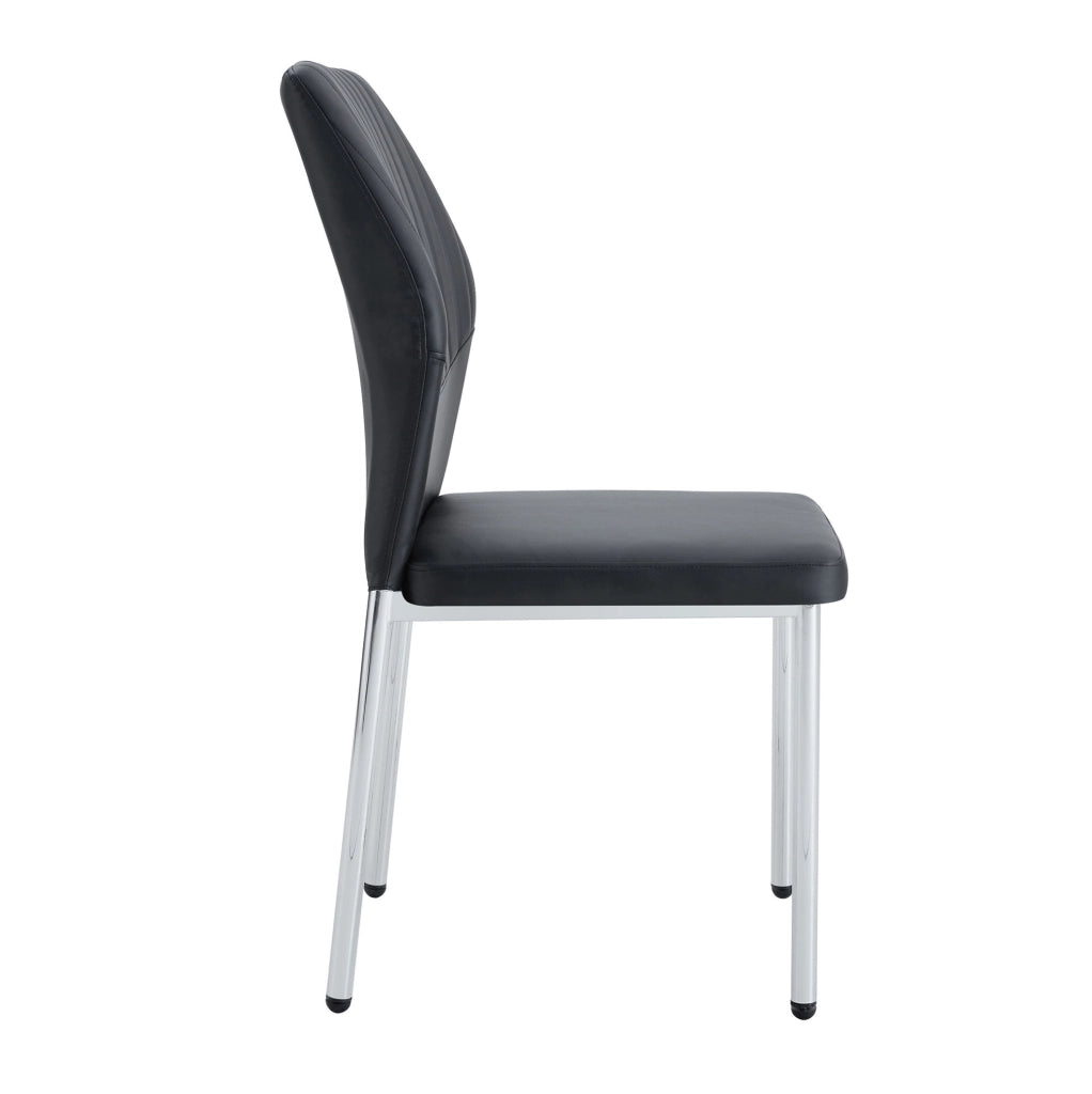 SEDIA da pranzo Set da 4 pezzi 93 cm Nero/Argento in PU e metallo
