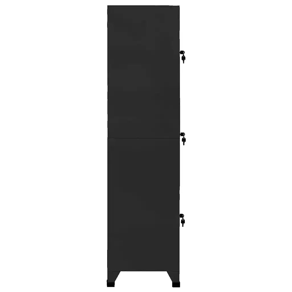Armadio a schedario moderno 38 x 45 x 180 cm con ante con serratura in acciaio nero 02_0046997