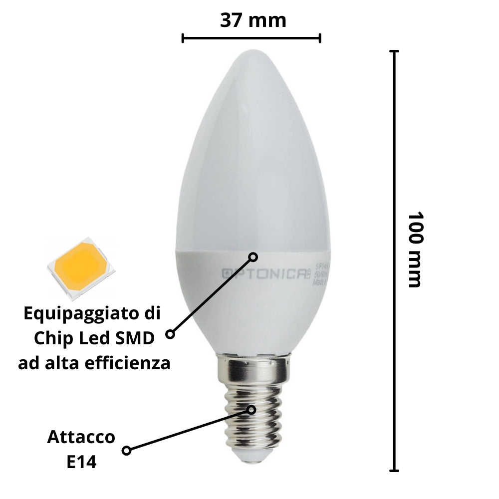 Lampadina led candela e14 5.5 watt resa 40watt risparmio energetico 4500k pezzi 3