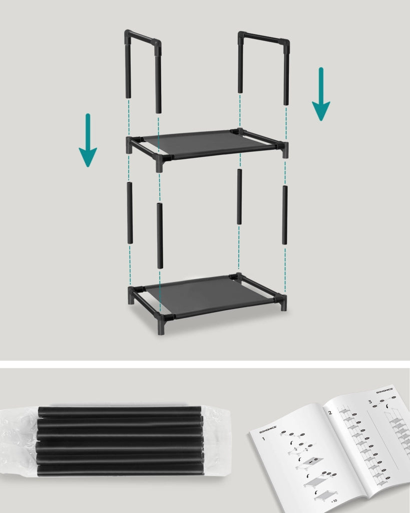 Scarpiera Valora Black Loft Style con 10 ripiani per corridoi e hall