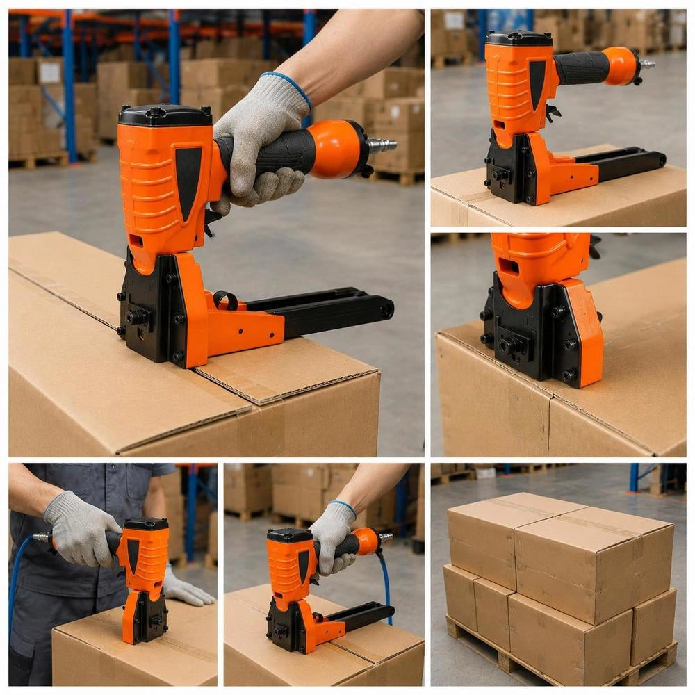 Pneumatic Carton Sealing Machine, Carton Sealing Stapler For 34.8 Mm Crown, 16 Mm And 19 Mm Length, 70–120 PSI Carton Lid Stapler For Boxes, Carton Closure, Packaging