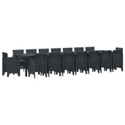 Set da pranzo da giardino con cuscini 17 pcs Antracite PP