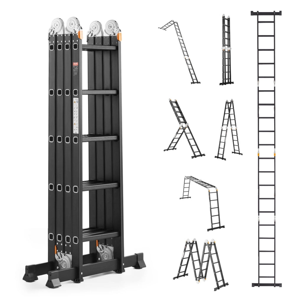 Scala telescopica multifunzionale 7 in 1 KMP405A pieghevole estensibile 5,8 m portata 149,7 kg per casa e fai da te