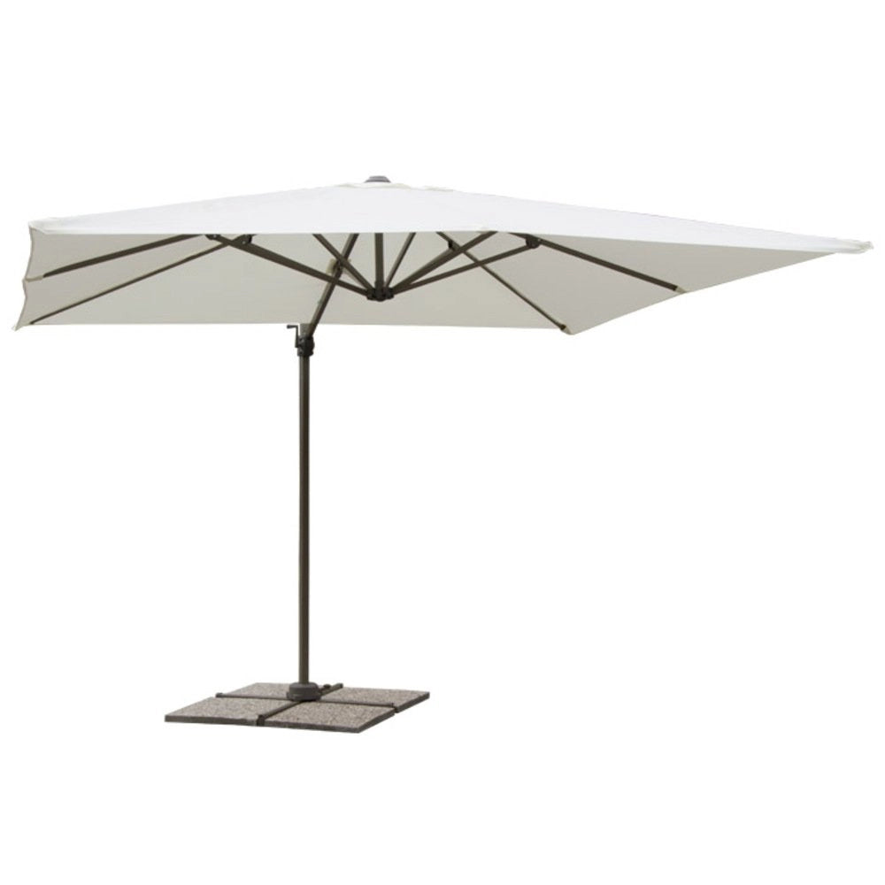 VERDELOOK | Ombrellone Deluxe, Struttura Alta 2.6 m in Alluminio Tortora a Braccio Reclinabile e Orientabile, Telo Copertura Ecrù 3x3 m in Poliestere da 280gr/mq, per Giardino e Piscina Moderno