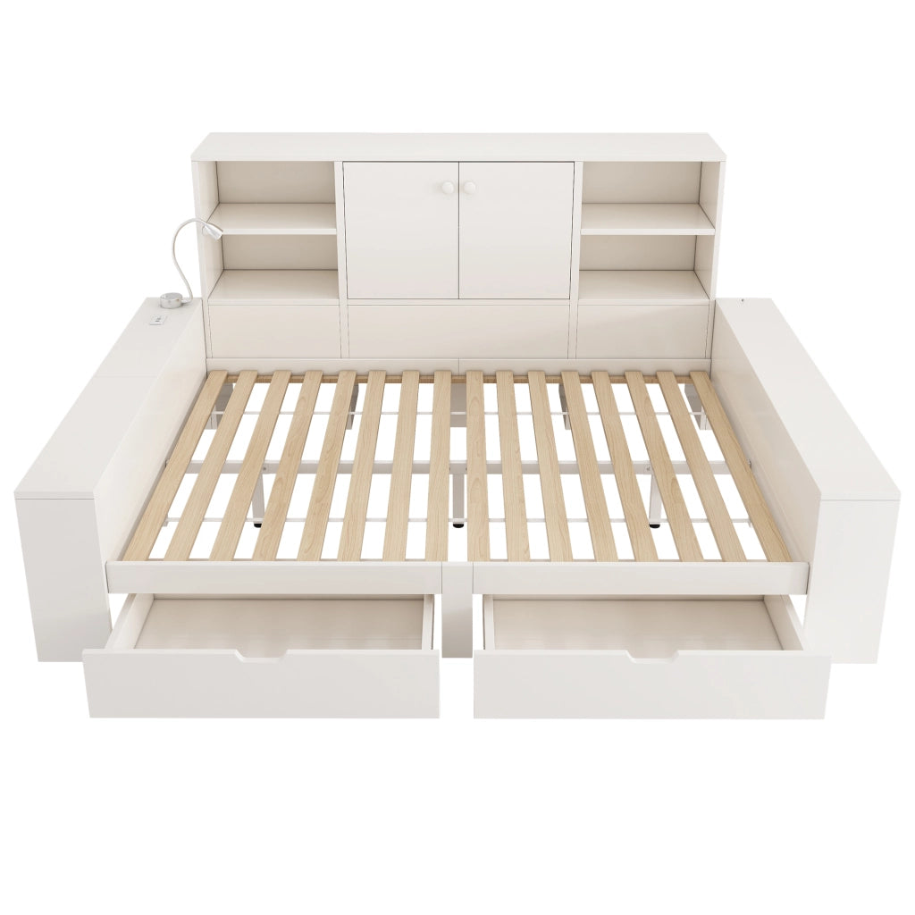 Letto con cassetti bianco 140 x 200 cm