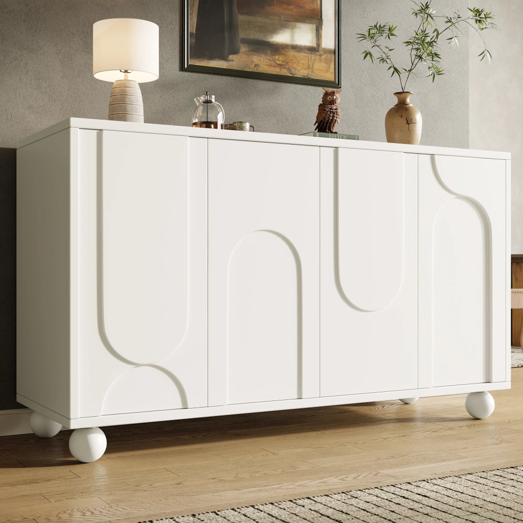 Credenza e madia con ripiano regolabile e chiusura a pressione, per cucina e soggiorno, in MDF bianco, 120 × 35 × 71 cm