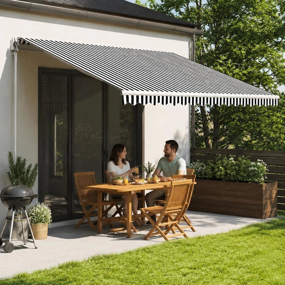 Awning Fabric Anthracite And White 4.5x3 M