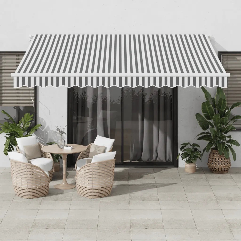 Tenda Retrattile Automatica LED Antracite e Bianco 400x350 cm 3215795