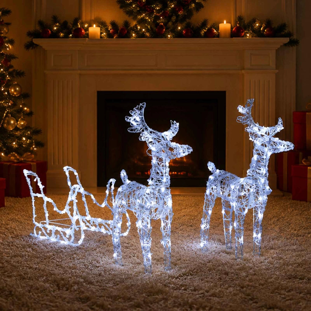 Decorazione Natalizia Renne e Slitta 160 LED 130 cm in Acrilico 289979
