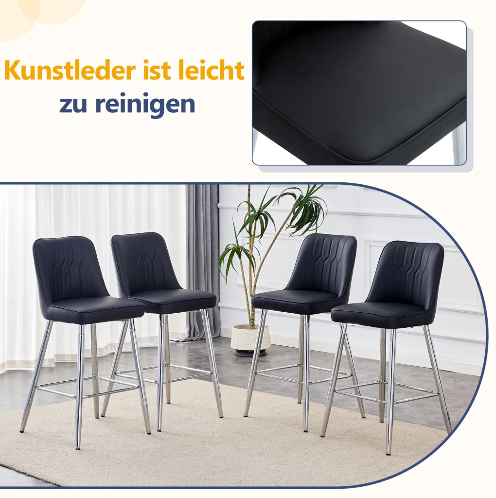 SGABELLO DA BAR Set da 2 pezzi 100 cm PU nero/metallo argento
