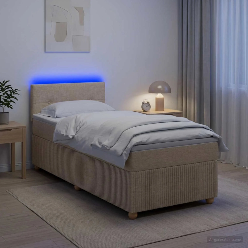 Letto box spring con materasso Crema 80 x 200 cm Tessuto 3452804