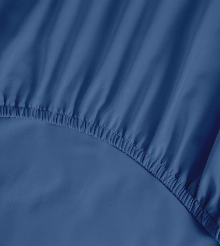 Lenzuolo Sotto No Stiro Con Angoli Elasticizzati Tinta Unita Effetto Raso Fino 27 Cm Lenzuola Microfibra Anallrgica Letto Coprimaterasso  Blu - Singolo