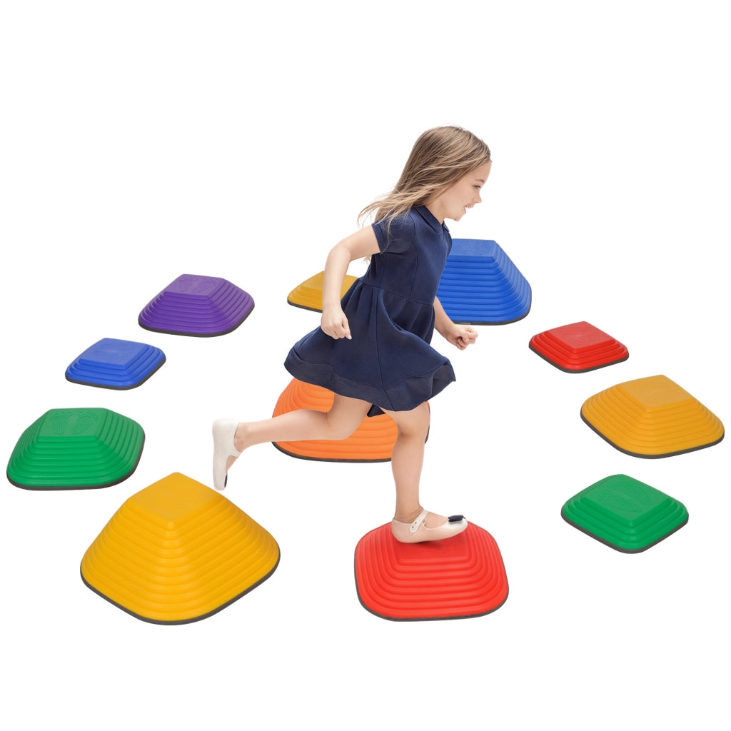 Set 11 Pietre di Equilibrio per Bambini in Plastica Multicolore, Blocchi Gioco Percorso Motorio Antiscivolo per Casa e Giardino