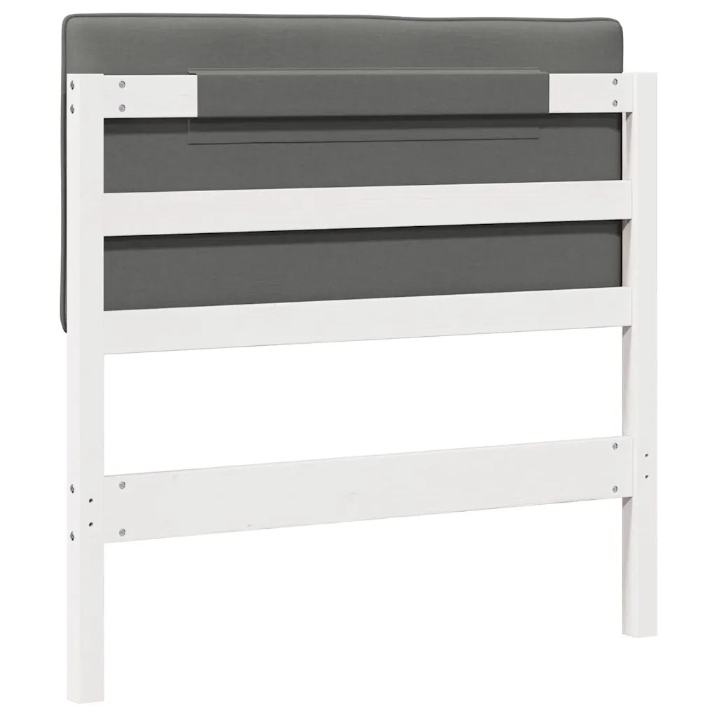 Testiera | Testata imbottita Bianco e grigio chiaro 75 cm Pino massello